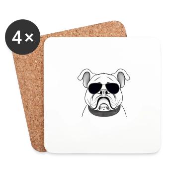 Chiens bouledogues avec lunettes de soleil motif cool - Dessous de verre (lot de 4) - blanc - Devant