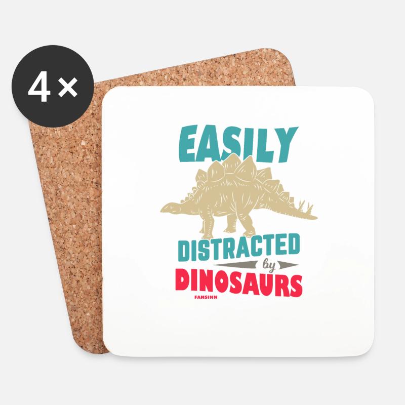 Easily Distracted By Dinosaurs - Untersetzer (4er-Set) - Weiß
