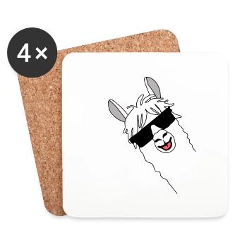 Lama Alpaka, Alpaca Geschenke, lustige Sprüche - Untersetzer (4er-Set) - Weiß - Vorne