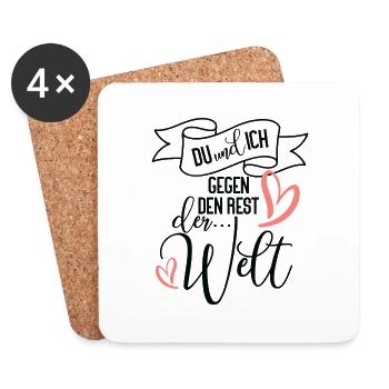 Du und ich gegen den Rest der Welt Liebe Motiv - Untersetzer (4er-Set) - Weiß - Vorne