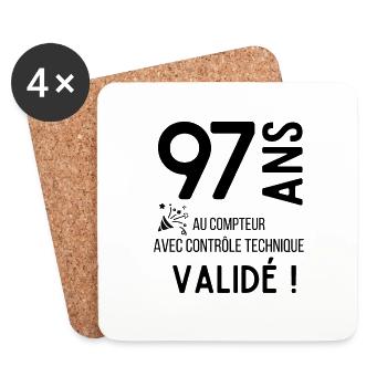anniversaire 97 ans au compteur validée - Dessous de verre (lot de 4) - blanc - Devant