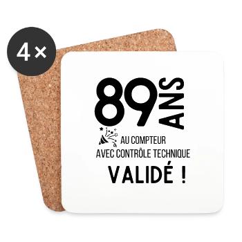 anniversaire 89 ans au compteur validée - Dessous de verre (lot de 4) - blanc - Devant