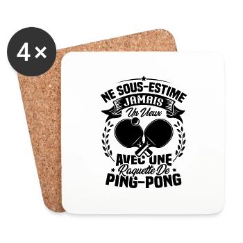 Un vieux avec une raquette de ping pong - Dessous de verre (lot de 4) - blanc - Devant