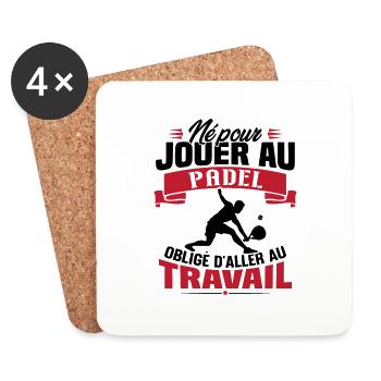 Né pour jouer au padel - Cadeau joueur de padel - Dessous de verre (lot de 4) - blanc - Devant