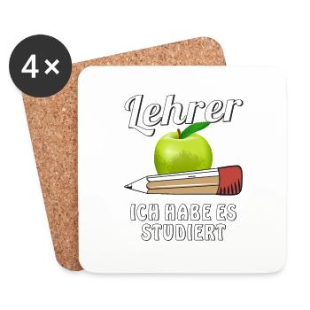LEHRER ICH HABE ES STUDIERT - Untersetzer (4er-Set) - Weiß - Vorne
