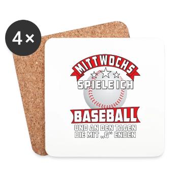 MITTWOCHS SPIELE ICH BASEBALL - Untersetzer (4er-Set) - Weiß - Vorne