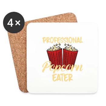 Professional Popcorn Eater 4 - Coasters (set of 4) - white - Front