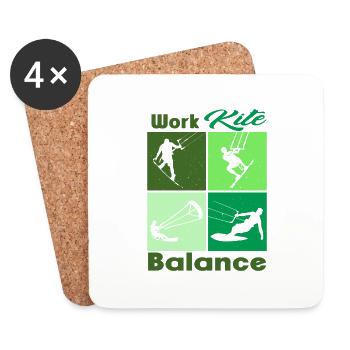 Équilibre du cerf-volant de travail. Lifestyle Design vintage, Travail - Dessous de verre (lot de 4) - blanc - Devant