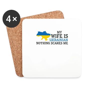 Nothing Scares Me Ukrainian Wife Ukraine - Coasters (set of 4) - white - Front