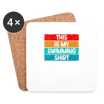 Funny Swimming Lovers Retro Vintage Swimming - Coasters (set of 4) - white - Front