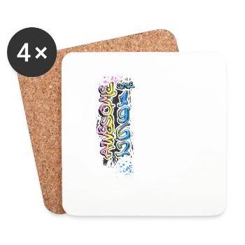 Génial depuis 1962 Motif Graffiti - Dessous de verre (lot de 4) - blanc - Devant