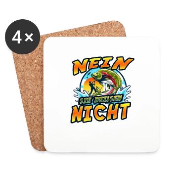 Nein! Sie beißen nicht. Angel, Angler Geburtstag - Untersetzer (4er-Set) - Weiß - Vorne