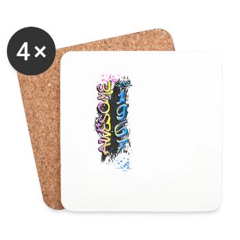 Génial depuis 1967 Motif Graffiti - Dessous de verre (lot de 4) - blanc - Devant