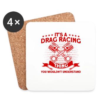 Drag Racer Rennwagen Autorennen Geschenk - Untersetzer (4er-Set) - Weiß - Vorne