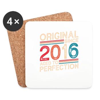Original seit 2016 Perfekt gealtert - Untersetzer (4er-Set) - Weiß - Vorne