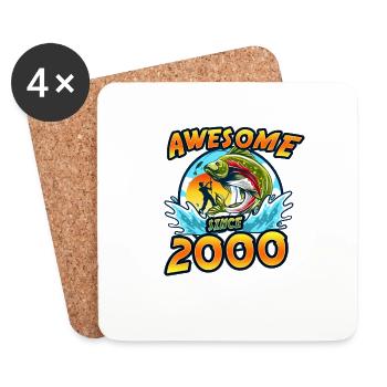 Awesome since 2000. Angel, Angler Geburtstag - Untersetzer (4er-Set) - Weiß - Vorne