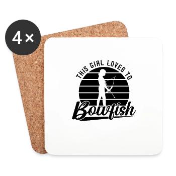 This Girl Loves Retro Bowfishing Hunting Bowfisher - Untersetzer (4er-Set) - Weiß - Vorne