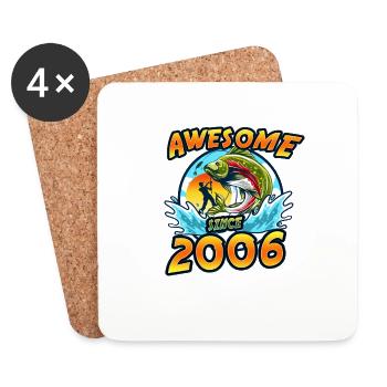 Awesome since 2006. Angel, Angler's Birthday - Coasters (set of 4) - white - Front