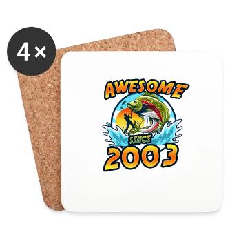 Awesome since 2003. Angel, Angler's birthday - Coasters (set of 4) - white - Front
