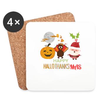 Happy hallo,thanks,mas, happy holidays - Coasters (set of 4) - white - Front