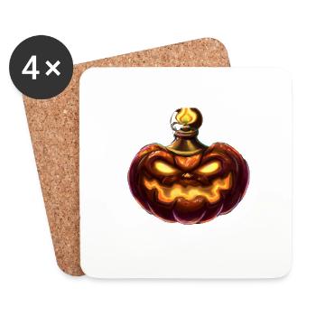 Citrouille d’Halloween aux yeux de feu - Dessous de verre (lot de 4) - blanc - Devant