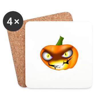 Citrouille d’Halloween aux yeux de feu - Dessous de verre (lot de 4) - blanc - Devant