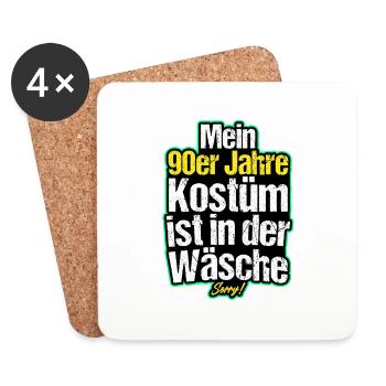Kostüm in der Wäsche Retro Neunziger 90er 80er - Untersetzer (4er-Set) - Weiß - Vorne