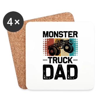 Monster Truck Monster Truck Papa Père Cadeau - Dessous de verre (lot de 4) - blanc - Devant