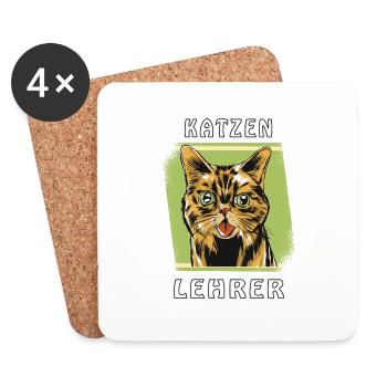 KATZEN LEHRER - Untersetzer (4er-Set) - Weiß - Vorne