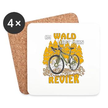 FAHRRAD IM WALD LIEGT MEIN REVIER - Untersetzer (4er-Set) - Weiß - Vorne