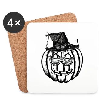 Halloween Spooky Pumpkin Lantern 1 - Coasters (set of 4) - white - Front