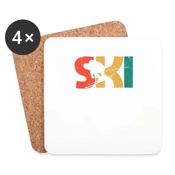 Distressed Look Skiing Winter sports lovers - Coasters (set of 4) - white - Front