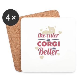 cute corgi dog - Coasters (set of 4) - white - Front