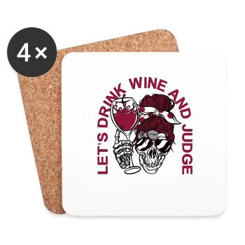 Let's Drink Wine And Judge People 4 - Coasters (set of 4) - white - Front