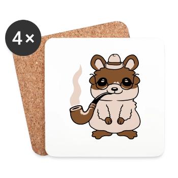 M. Hamster fume la pipe - Dessous de verre (lot de 4) - blanc - Devant