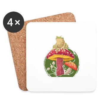 Mushroom hunting frog design for frog lovers - Coasters (set of 4) - white - Front
