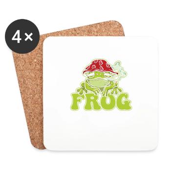 Mushroom hunting frog design for frog lovers - Coasters (set of 4) - white - Front