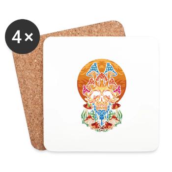 Mushroom hunting frog design for frog lovers - Coasters (set of 4) - white - Front