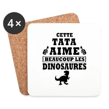 cette tata aime les dinosaures / humour tata - Dessous de verre (lot de 4) - blanc - Devant