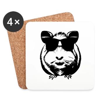 Guinea Pig Cool Sunglasses Funny Vector 3 - Coasters (set of 4) - white - Front