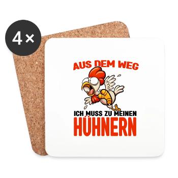 Aus dem weg - ich muss zu meinen Hühnern - Untersetzer (4er-Set) - Weiß - Vorne