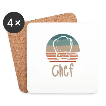 Retro Vintage Classic Chef Cook Cooking - Coasters (set of 4) - white - Front