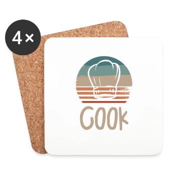 Retro Vintage Classic Chef Cook Cooking - Coasters (set of 4) - white - Front