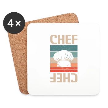 Retro Vintage Classic Chef Cook Cooking - Coasters (set of 4) - white - Front