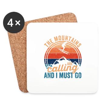 Les montagnes m’appellent et je dois aller skier en hiver - Dessous de verre (lot de 4) - blanc - Devant