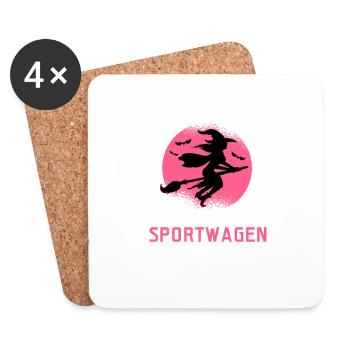 Besen? Das Ist Mein Sportwagen - Untersetzer (4er-Set) - Weiß - Vorne