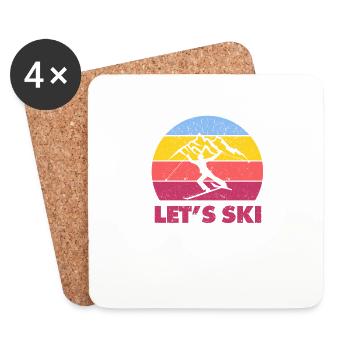 Let's Ski Funny Leistungssport Winter Berg Ski - Untersetzer (4er-Set) - Weiß - Vorne