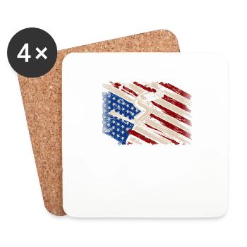 American Flag Ski 4 juillet Skiers Funny - Dessous de verre (lot de 4) - blanc - Devant