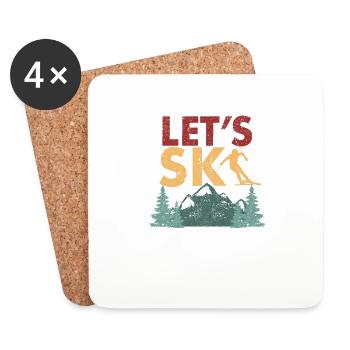 Funny Performance Sport Winter Mountain Skiing Let's - Coasters (set of 4) - white - Front