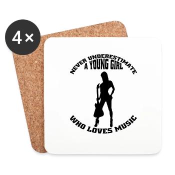 Guitariste Femme Guitare Musicien Guitariste Musique - Dessous de verre (lot de 4) - blanc - Devant